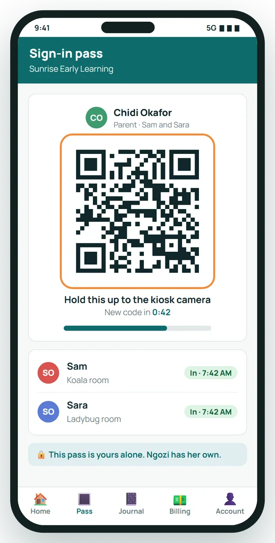 A QR pass on every parent's phone