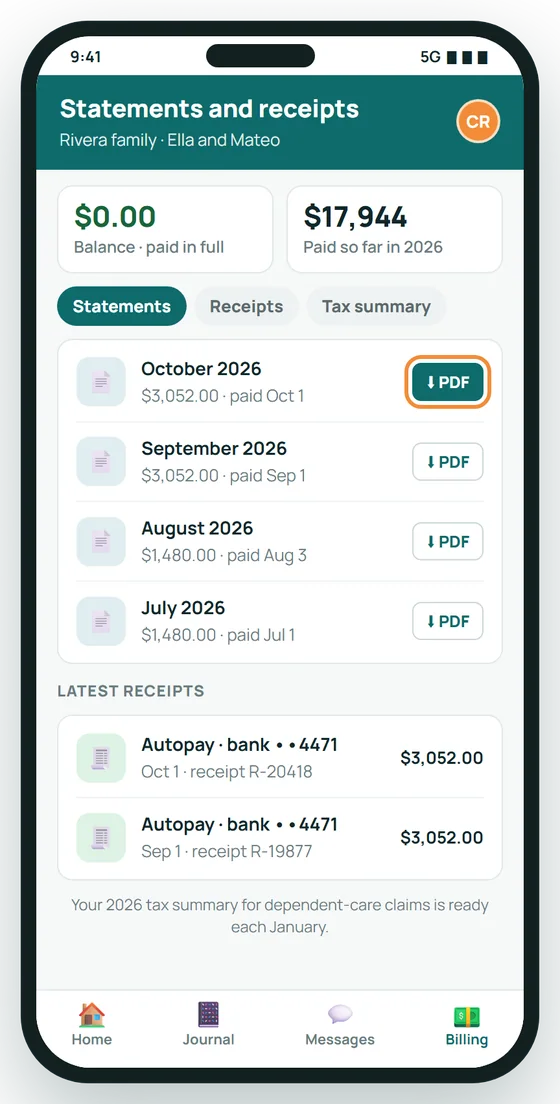 Statements and receipts, on demand