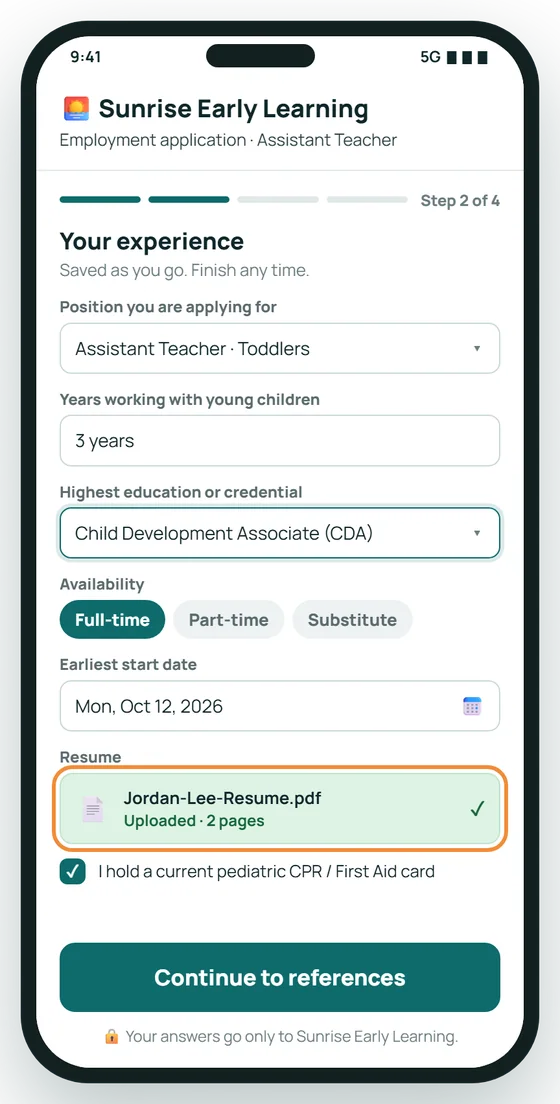 Apply from a phone, in minutes